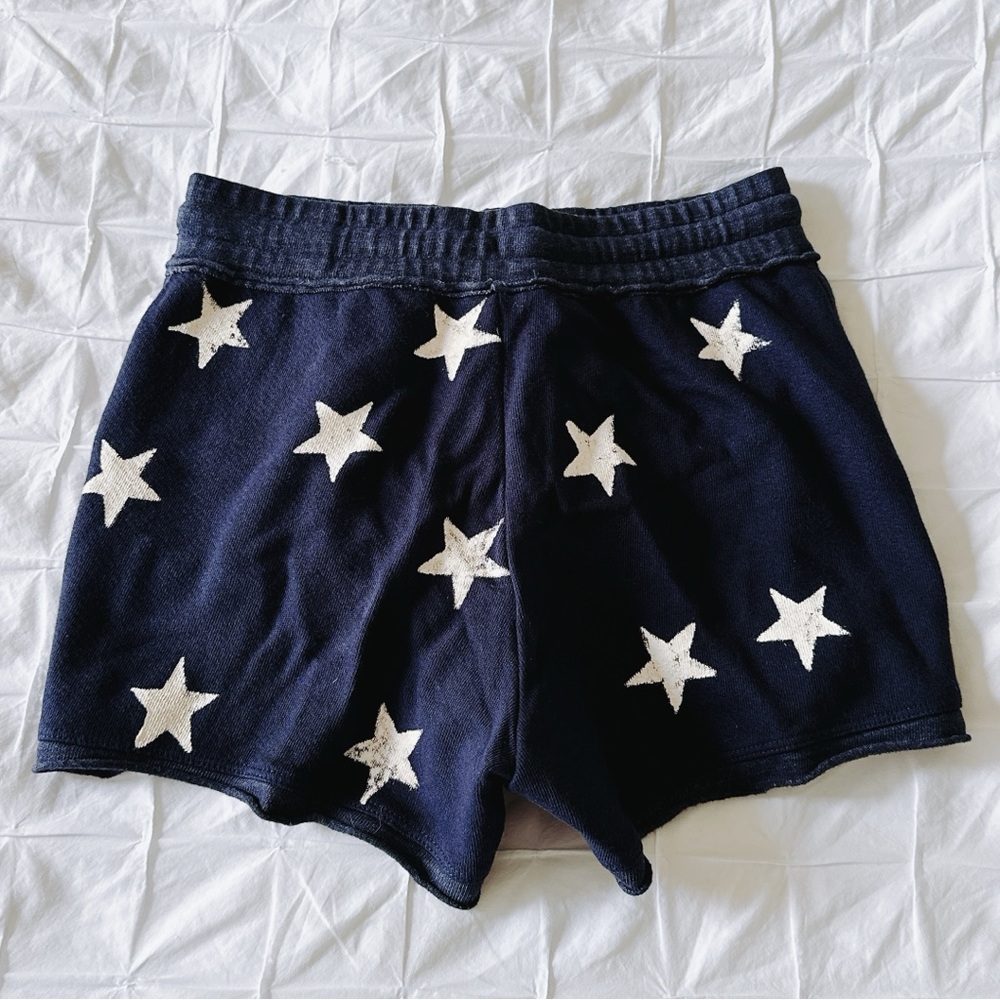 Splendid French Terry Sweat Lounge Shorts XS Navy Blue Star White 100% Cotton